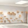 Wooden wall-mounted cat tree with sisal scratching posts Cat hammock Staircase Cat jumping, play and climbing frame
