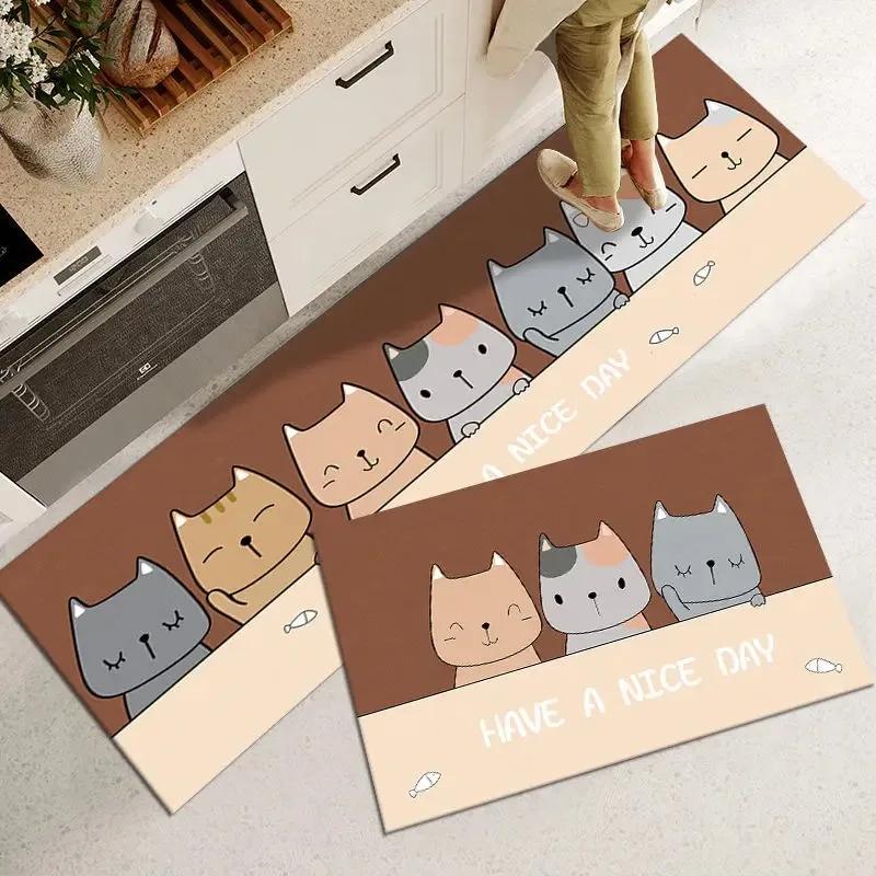 

Kitchen Floor Mat Pvc Waterproof Carpet Home Decoration Cartoon Leather Rug Non-slip Foot Mats Alfombra De Cocina 1pc 50x80cm