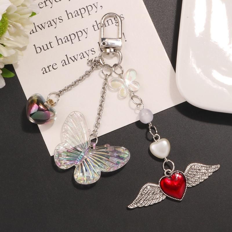 Trendy Phone Lanyard Angel Heart Keychain Pendant Durable Phone Strap Portable Phone Jewelry Suitable for Keys Phones