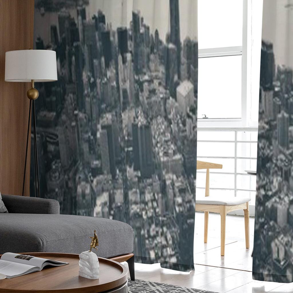New York City Manhattan Downtown Aerial View Chiffon Sheer Curtains for Living Room Bedroom Window Curtain Voiles Tulle Cortinas