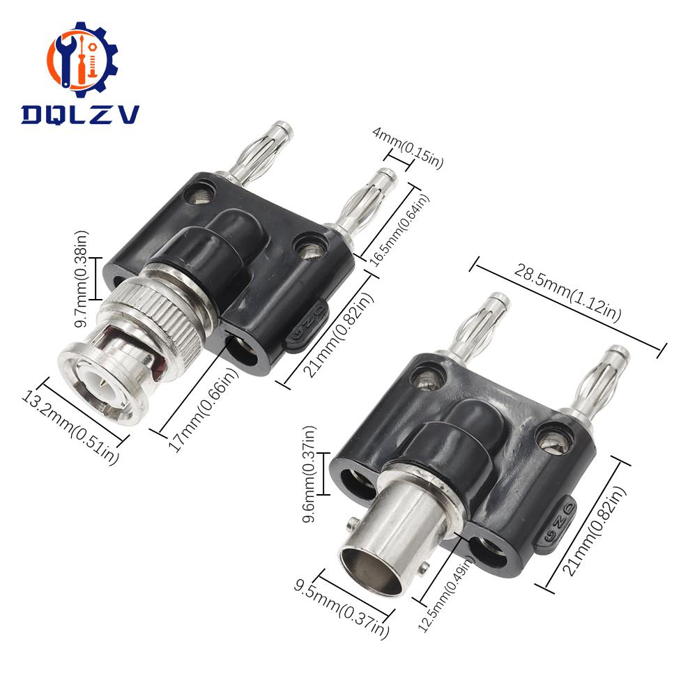 1PCS BNC to Two Dual 4mm Banana Male Female Jack Coaxial connector RF Adapter