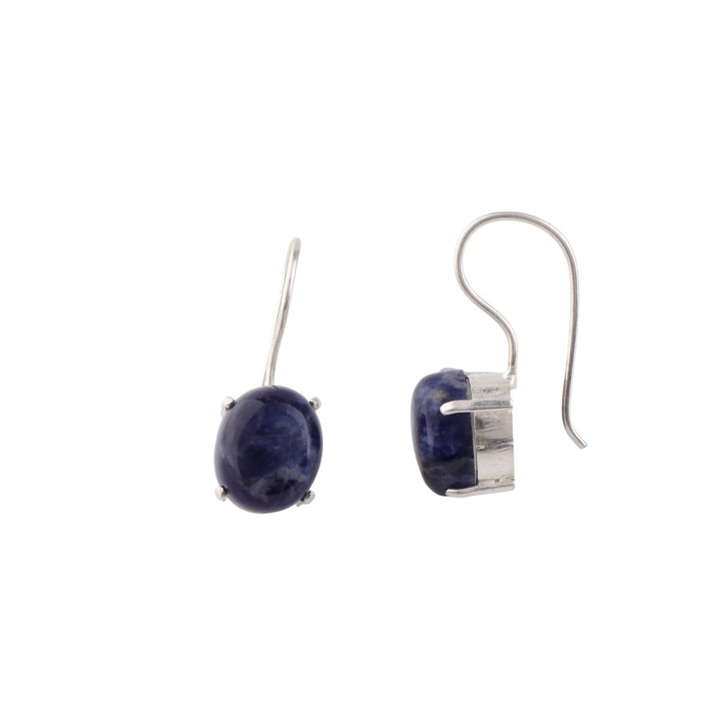 Natural Sodalite Gemstone 925 Sterling Silver Jewelry Handcrafted Earrings 1.05" EE-173-30