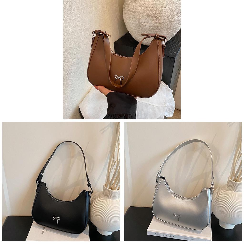 French Chic Fashion Pu Leather Crossbody Bag With Bow Decor For Daily Use