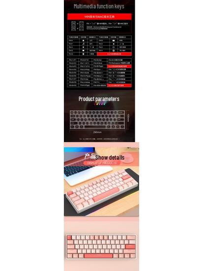 61-Key Mini Mechanical Keyboard with Three-Mode Wireless Bluetooth, Red Tea Switch for Laptop Gaming & Office