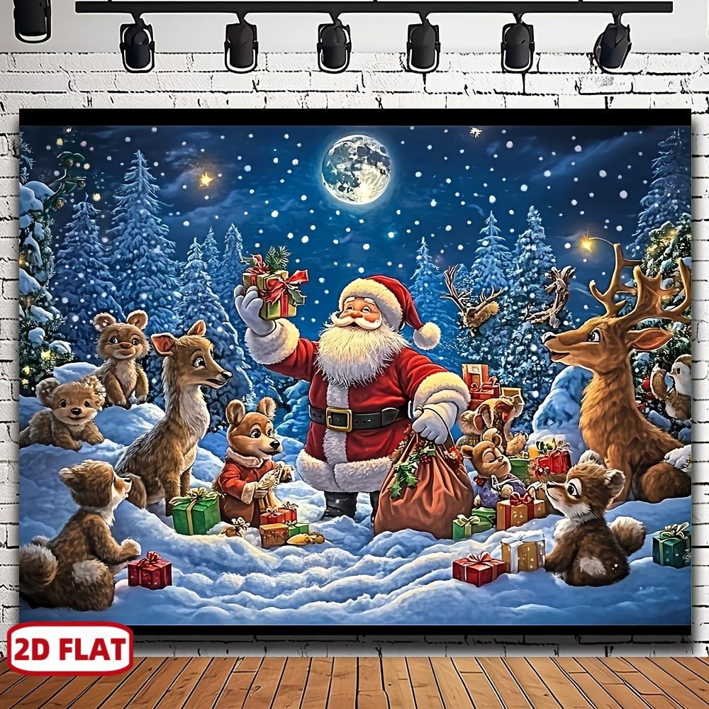 1Pcs Santa Claus and Reindeer Decoration Background Winter Backdrop Decorations For Photo Studio Photo Booth Christams Party