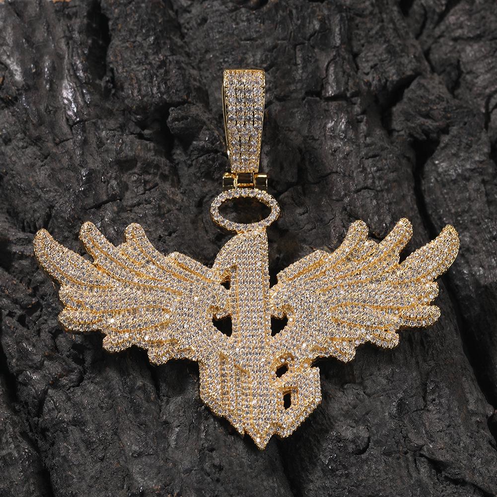 Trendy Hip Hop Men's Necklace: Big Wing Pendant with Copper and Zircon