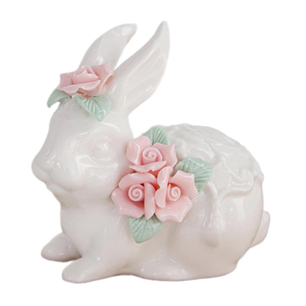 Rabbit Sculpture Collection Photo Prop Housewarming Gift Cute Ornament Animal Statue for Yard Garden Home Bookshelf Office