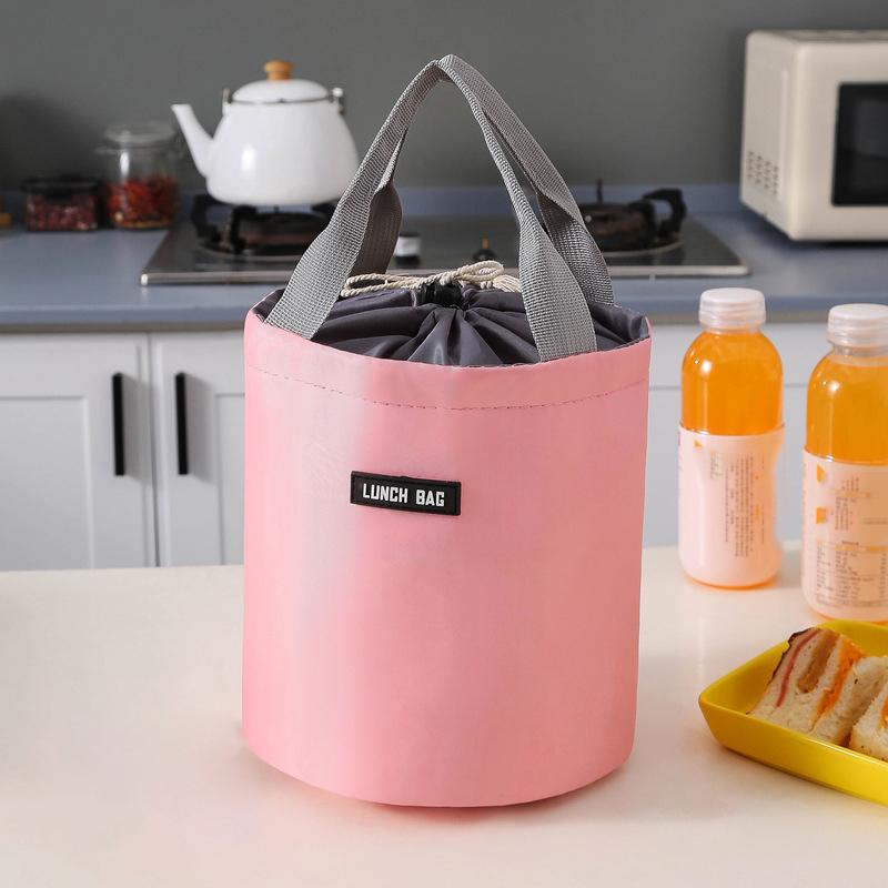 Round Bucket Lunch Box Bag Student Lunch Box Bag Picnic Storage Bag Large Capacity Water Bucket Handbag