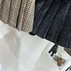 2025 Autumn/Winter Two-Tone Plaid Tweed Pleated Skirt - Low Waist, Slimming Retro College Style