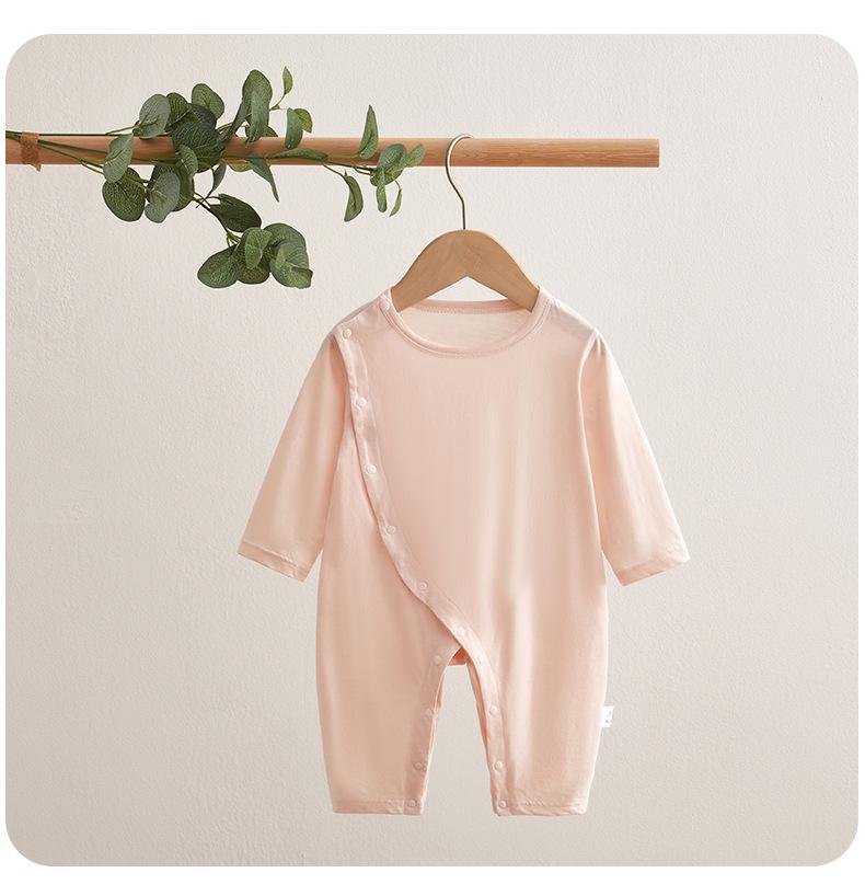 Tagless Double-Layer Cotton Newborn Bodysuit - Breathable, Thin Pajamas for Spring & Autumn