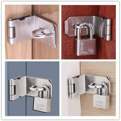 Practical Stainless Steel Padlock Hasp Household Burglar-proof Door Clasp Lock Right Angle 90 Degree Shed Latch