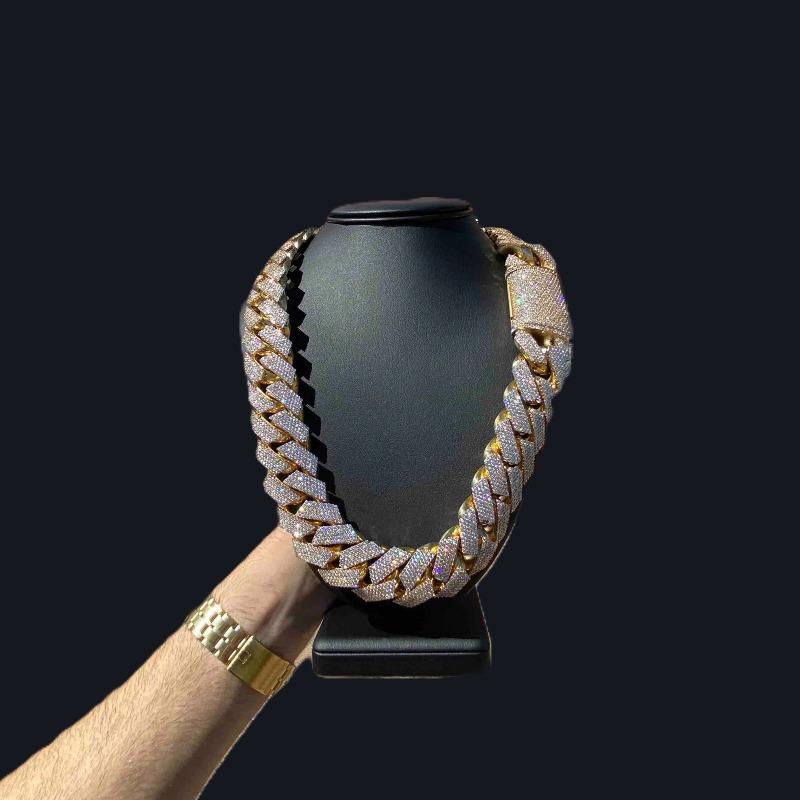 Collar Cubano Miami para Hombre Iced Out de 15 mm Hip Hop Cadena Cubana con Garras de Circonita Cúbica Bling