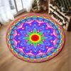 Colorful Mandala Printed Round Rug Soft Floor Mat for Girls Bedroom Living Room Sofa Side Coffee Table Reading Yoga Practice