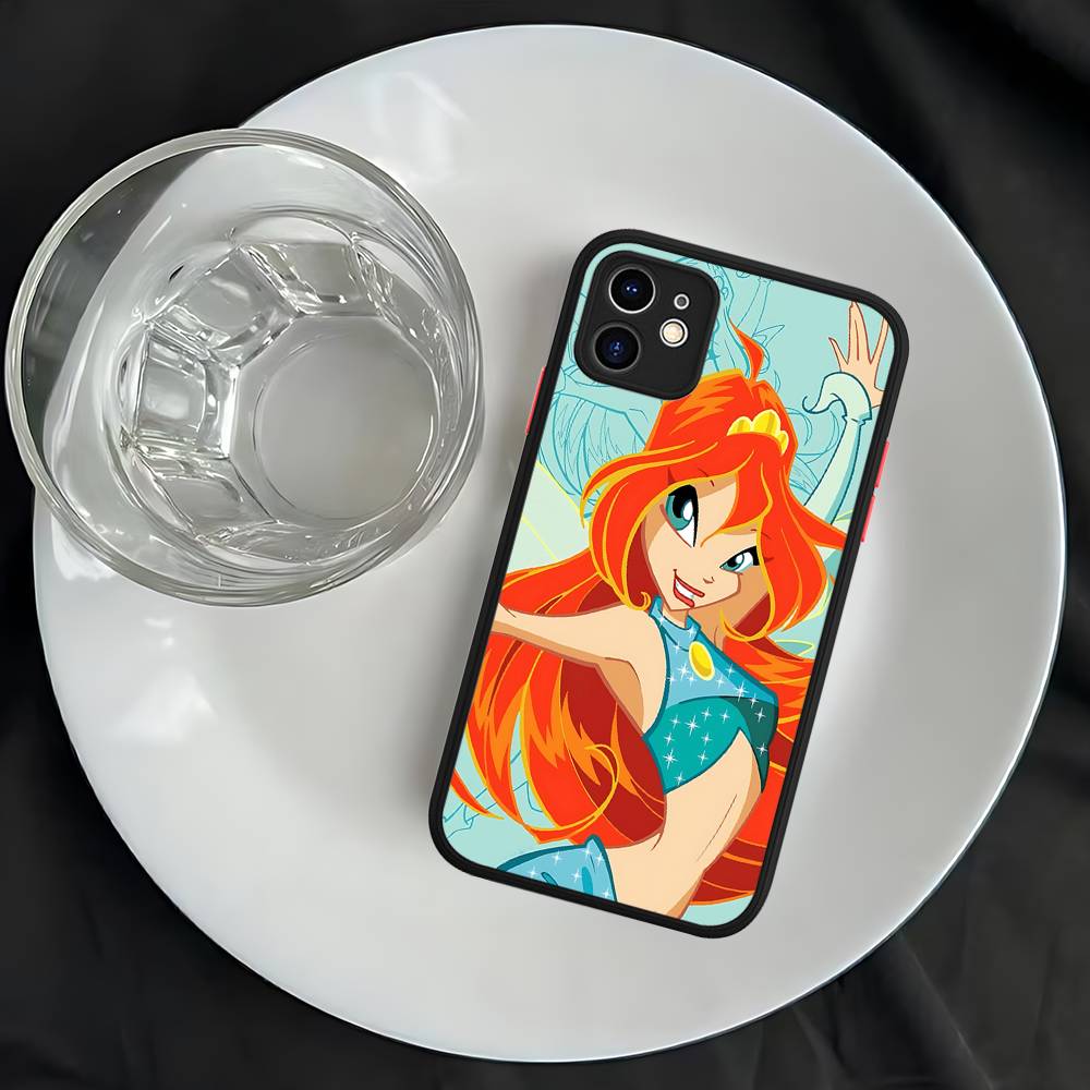 Girl Winx Clubs For iPhone 11 12 13 14 15 16 Pro Max Plus Matte Translucent Phone Cover