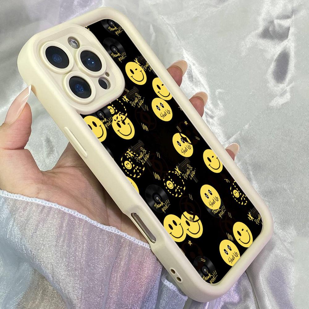JT88 black smile yellow for iPhone 17 16 15 14 Pro Max Samsung S26 S25 Ultra A17 A16 A07 A56 Xiaomi 15T 13T Redmi 14C 15c Soft TPU Case