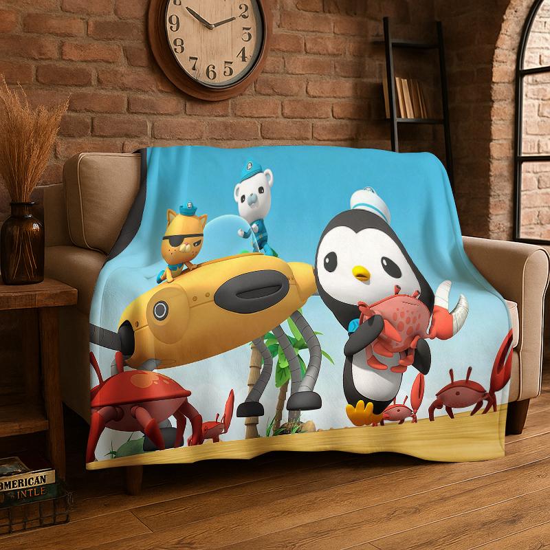 Cute Cartoon The Octonauts Barnacles Flannel Blanket Soft Warm Throw Blanket for Bedroom Living Room Bed Travel Picnic Gift