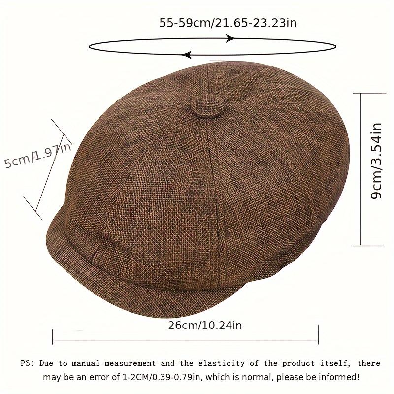 Men Vintage Beret Hat with Visor Leisure Cap Breathable & Skin-Friendly with Adjustable Head Circumference Street Style 1pc