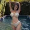 Strapless Cutout Bikini with Mesh Skirt - Slimming Three-Piece Swimsuit for Summer & Hot Spring Vacations