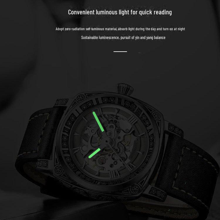 Büyük Kadranlı Aydınlık Otomatik Paslanmaz Çelik Mekanik Saat