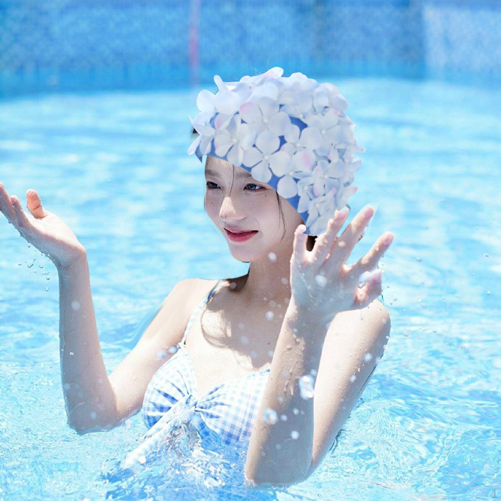 

Шапочка для плавания Blossom — дизайн лепестков для женщин Blue