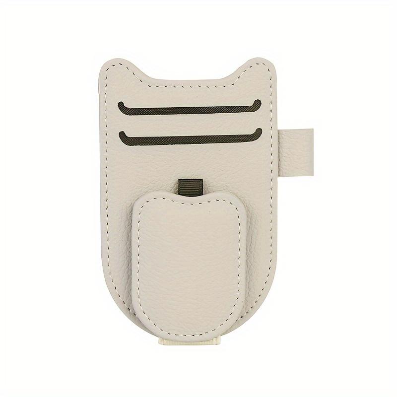Cat Ear Leather Sun Visor Organizer - Multi-Functional Clip for Glasses, Cards, and Pens, Compact and Space-Saving Car Accessory, Sun Visor Organizer