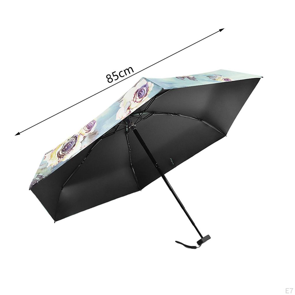 Mini Umbrella Oil Painting Folding Lightweight Men Women Rain Sun Protection