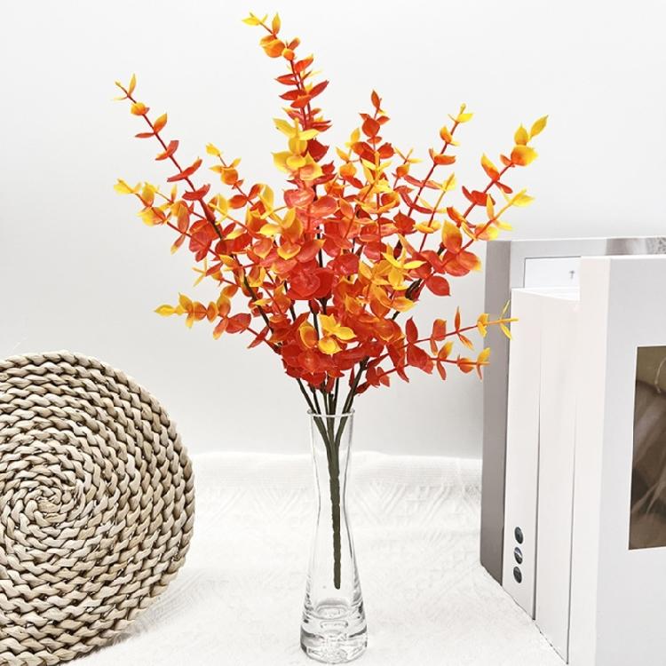 Set of 12 Artificial Fall Leaf Branches for Table Arrangements Long Eucalyptuses Stems Home Decoration Party Accessory