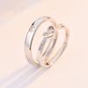 Romantic Couple Wedding Ring For Woman Men 2Pcs Love Heart Zircon Adjustable Rings Fashion Engaged Promise Jewelry Gifts