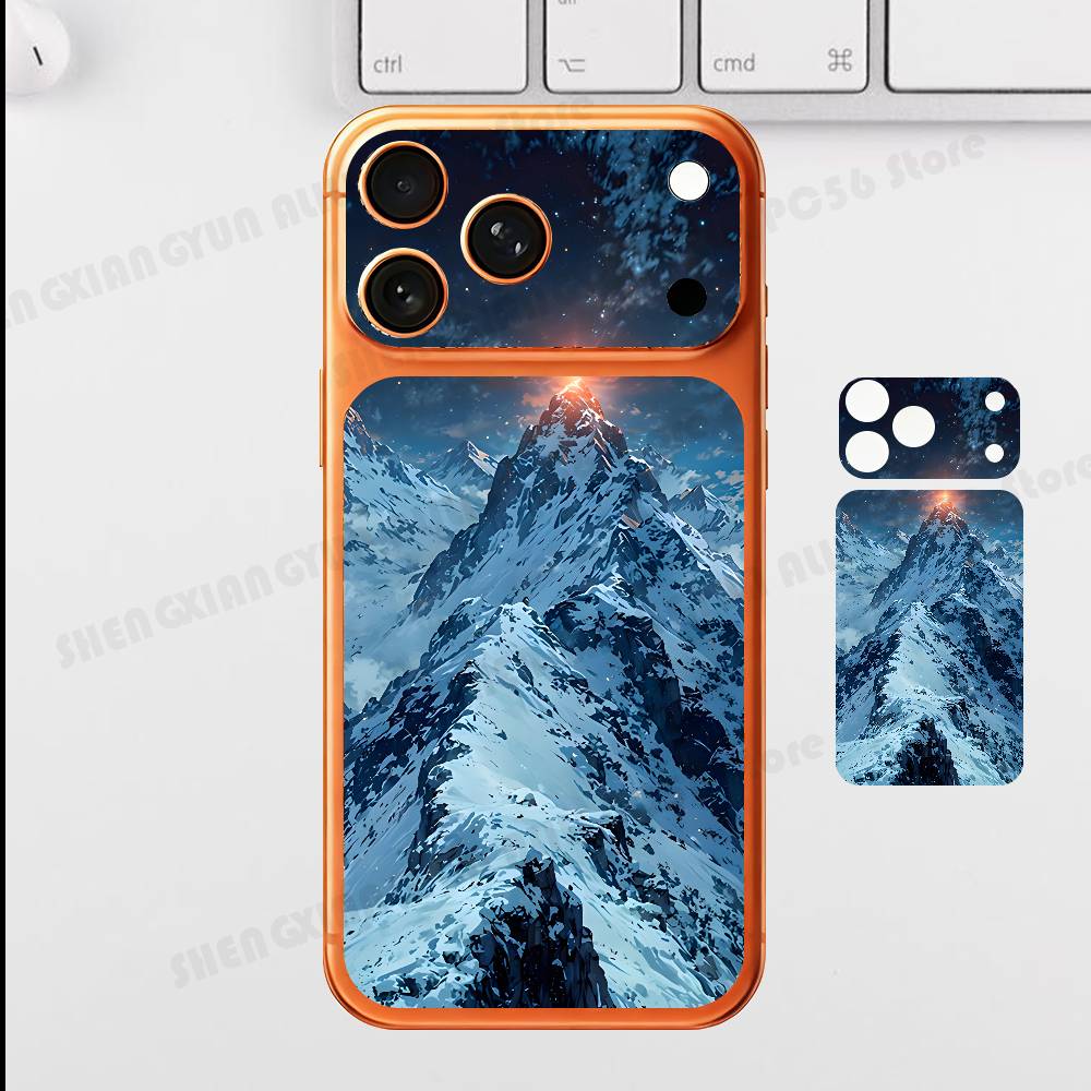 Snow Mountain Scenery For Iphone 17 Pro ProMax Back Protective Decorative Sticker Back Cover