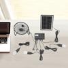Kit de Iluminación Solar y Ventilador Negro de 110V, Ventilador con Energía Solar con 3 Bombillas, Independiente 4000mAh para Iluminación Doméstica