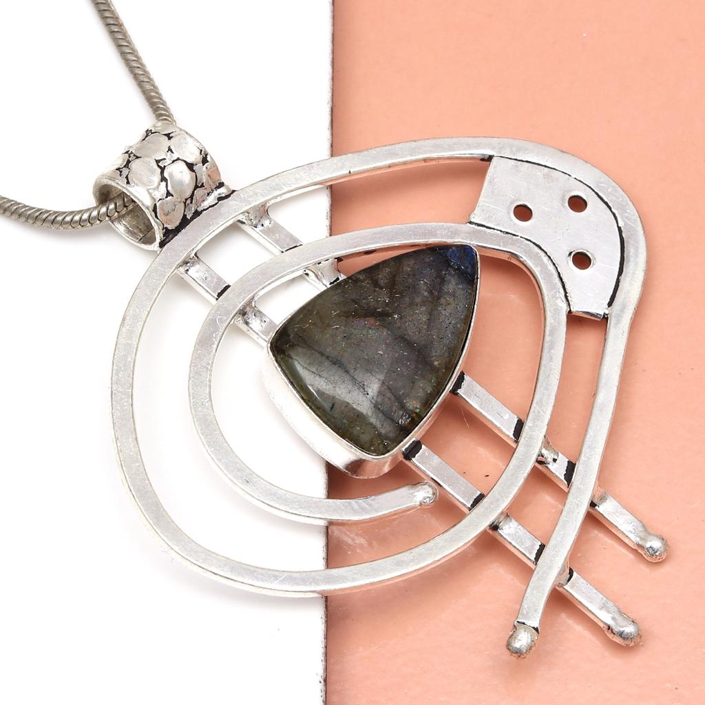 Gifted Garnet Gemstone Necklace Labradorite Jewelry Handmade