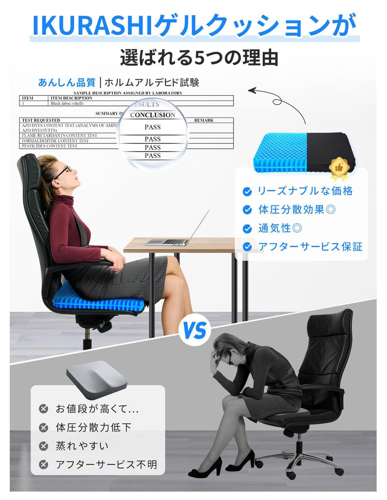 Ikurashi Gel Gel Zero Honeycomb Respect for the Aged Work from Home Cover Blue Cushion, Thick, Cushion, Cushion, Gravity, Structure, Ergonomic,