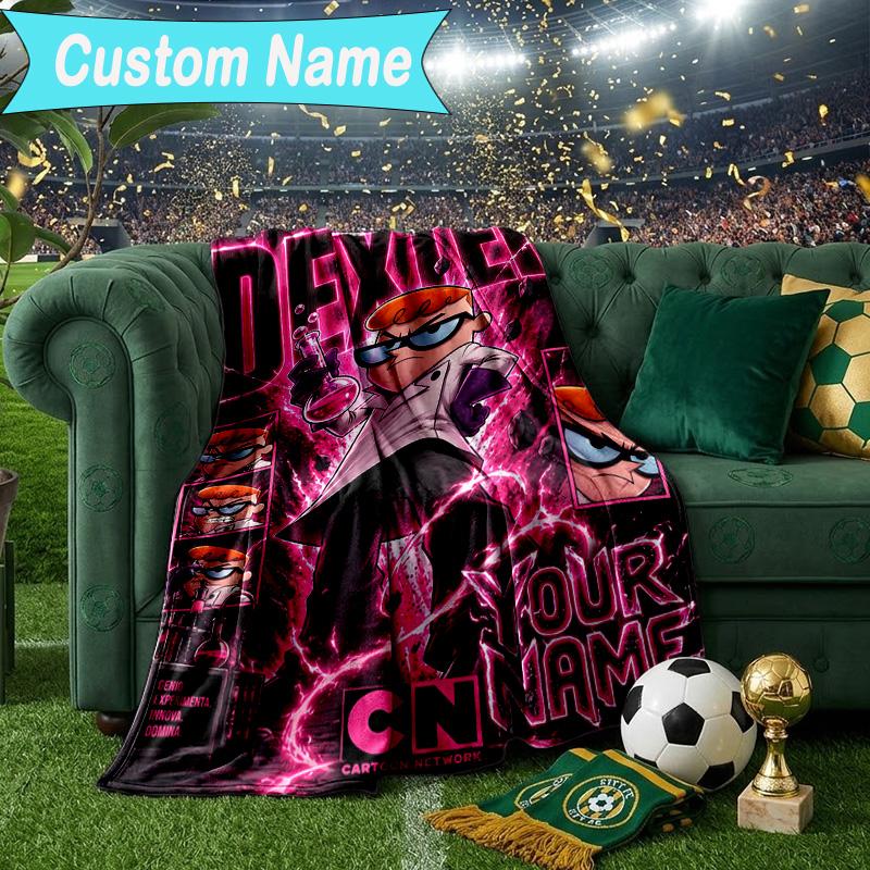 Custom Name Blanket Dexter's Electric Adventure Blanket Bedding Blanket for Travel, Camping, Living Rooms, Offices, Sofas, Fan Christmas gift