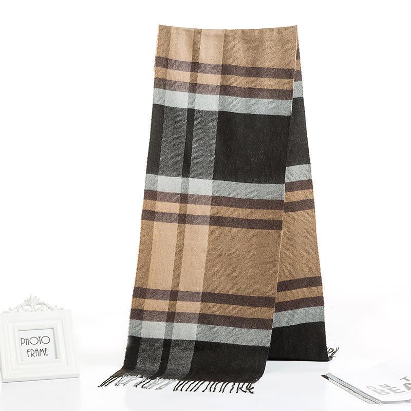 Men'S Winter Plaid Scarf Warm Women Cashmere Shawls Scarves Casual Tassel Scarfs Man Business Scarf Pashmina