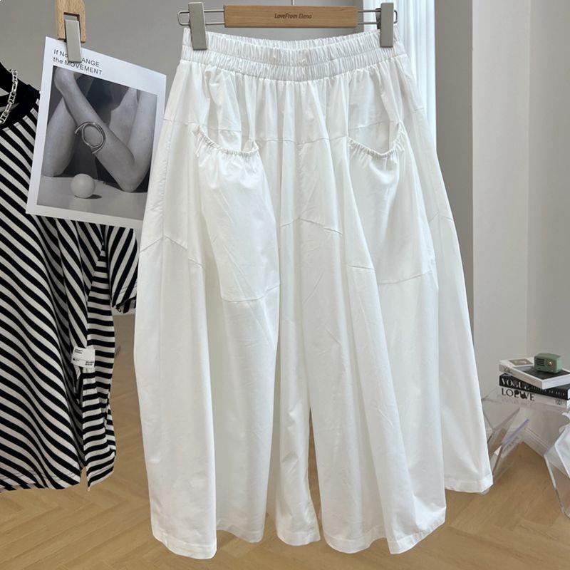 Plus Size Women's Wide-Leg Mid-Length 7-Point Skirt Pants - Extra Large 300 Jin 2