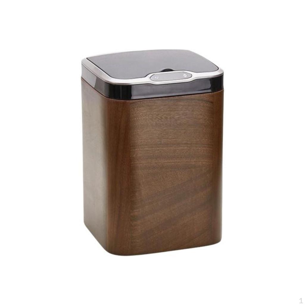 Smart Trash Can, Automatic Wooden Waste Bin, Touchless with Lid, Home Office Bathroom