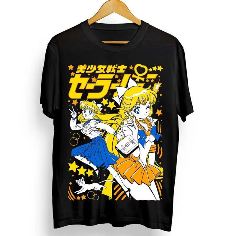 Japanese Animation _Sailor Moon_ Japanese Retro Anime Beautiful High-Quality Short Sleeve T-Shirt 2026 Summer New Fashion