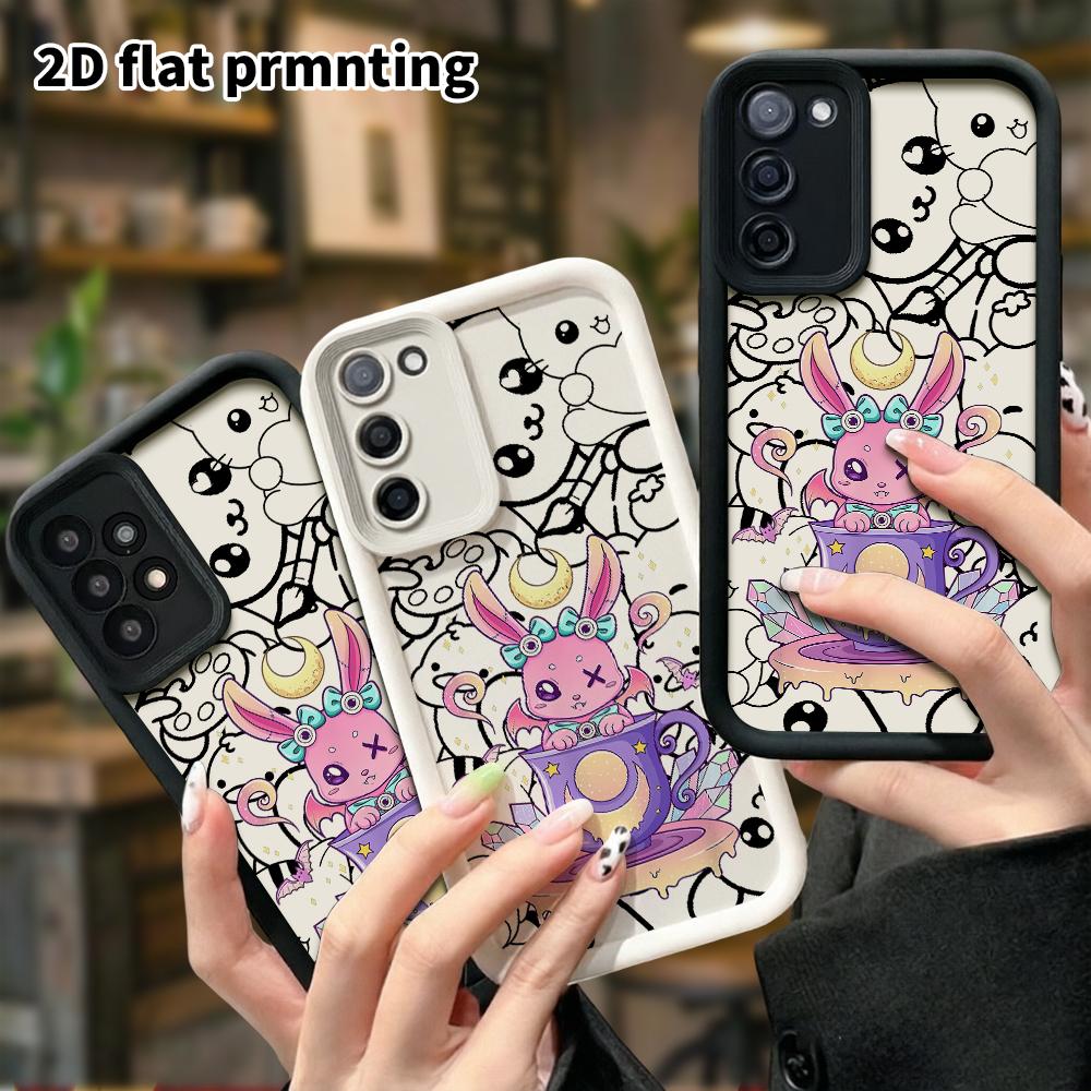 Phone case: 2D flat, suitable for Samsung Galaxy A34 A35 M05 M06 S20 S22 S21 FE Plus 5G, pink and purple rabbit, perfect Christmas and Halloween gift