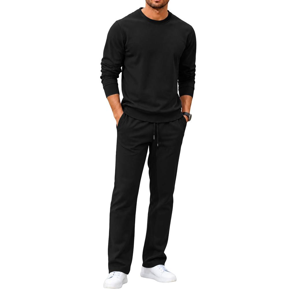 Men's Versatile 2 Piece Sweatsuit with Hooded Sweatshirt and Sweatpants for Casual Wear