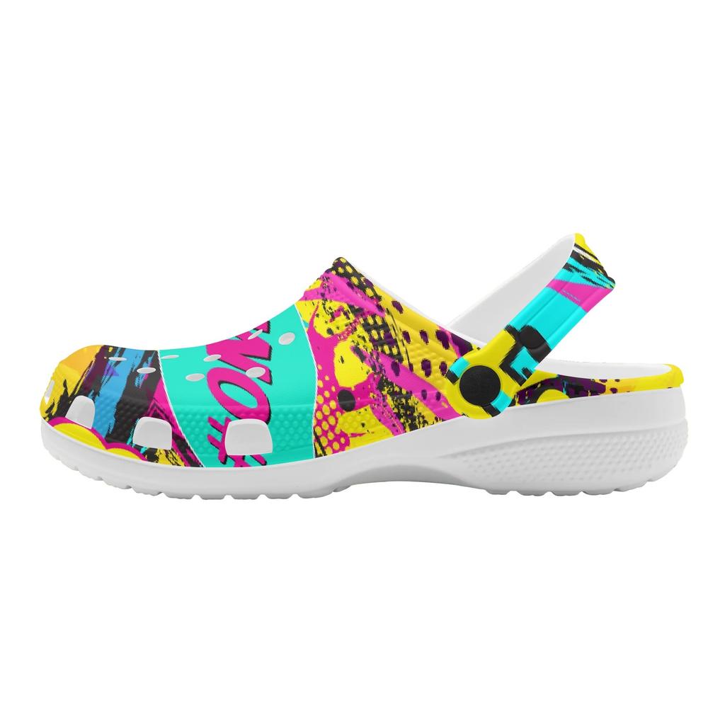 Lightweight EVA Clogs Unisex Printed Breathable Slip On Garden Shoes for Beach Pool Bathroom Home Summer Slippers Travel Wear