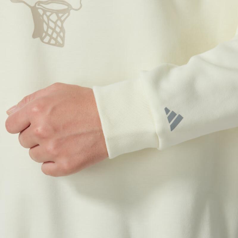 Adidas Logo Pattern Round Neck Pullover Comfortable Warm Running Fitness Long Sleeve Sweatshirt Men sweatshirt Beige JC6814