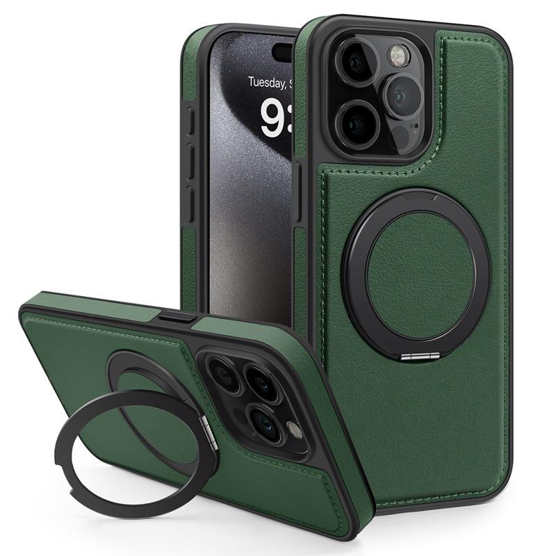Applicable To Apple 17 ProMax Magnetic Phone Case Rotating Bracket IPhone 16 Yashi Leather Anti Fall Protection Case