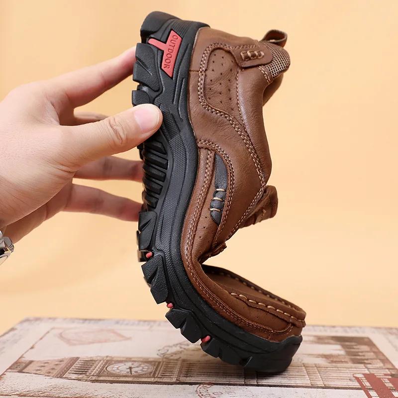 Mode Herren Leder Freizeitschuhe Atmungsaktive Slipper Herren Sneakers 2025 Neu Männlich Bequem Leder Flaches Schuhwerk Sneakers Herrenschuhe