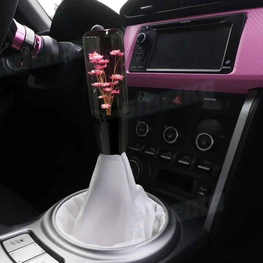 Universal 15CM Car Manual Shifter Head Shift Knob Stick Crystal Transparent Flower Gear Shift Knob