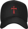 Crusader Knight Templar Cross Black Baseball Cap Unisex Adjustable Casual Dad Hat