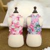 Dog Princess Dress with Floral Pattern Ruffle Sleeveless Puppy Summer Dress with Lace Bow Elastic Breathable Pet Clothes for Small Dogs Cats