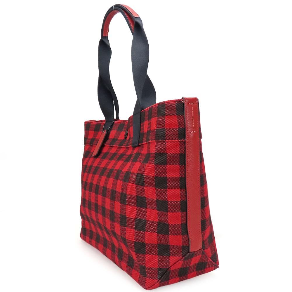 Used COACH Tote Bag F39848 canvas/leather Red black Shoulder