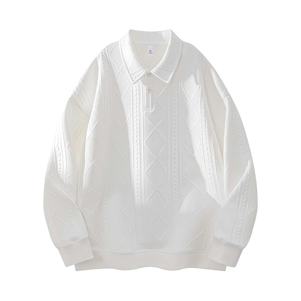 Casual Lapel Muscle Sense Hoodies Retro Sense All-match Long-sleeved  Shirt Loose Fashion Handsome Lapel Top