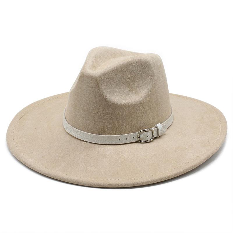 Big Edge Jazz Top Hat Women'S 9Cm Brim Suede Peach Heart Top Fringed Hat