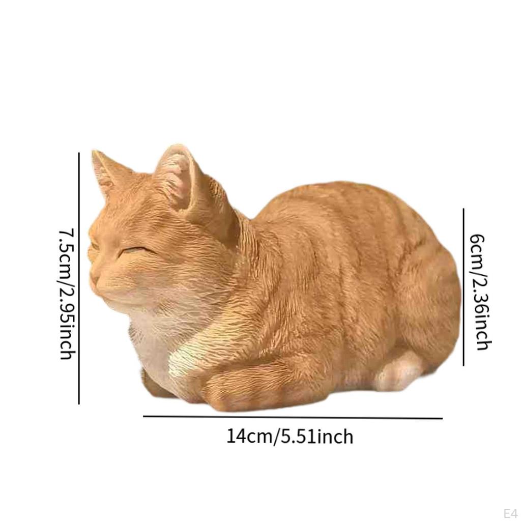 Figurine Sleeping Cat Statue Compact Decorative Resin Animal Sculpture for Dining Room